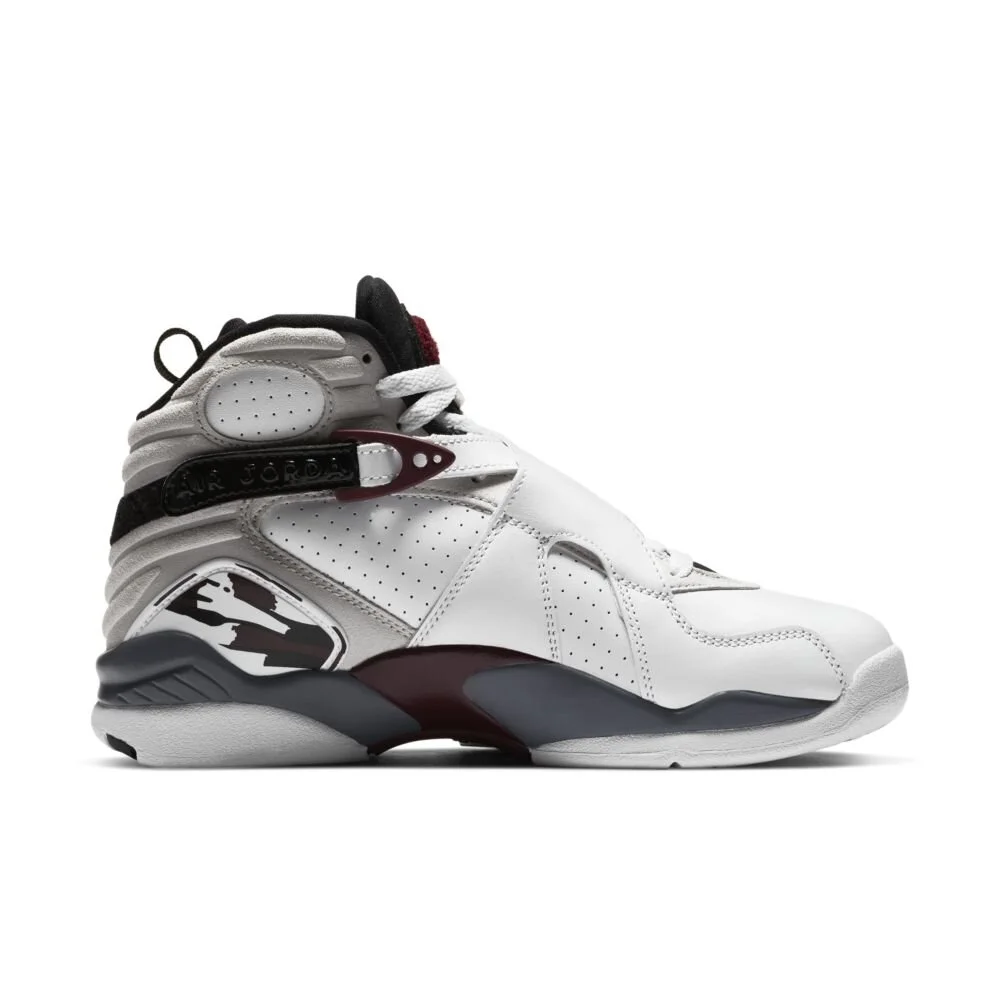 Air Jordan 8 in White/Burgundy/Grey 