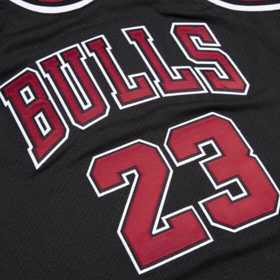 NBA Bulls 23 Michael Jordan Black Short Sleeve Mitchell & Ness Men Jersey
