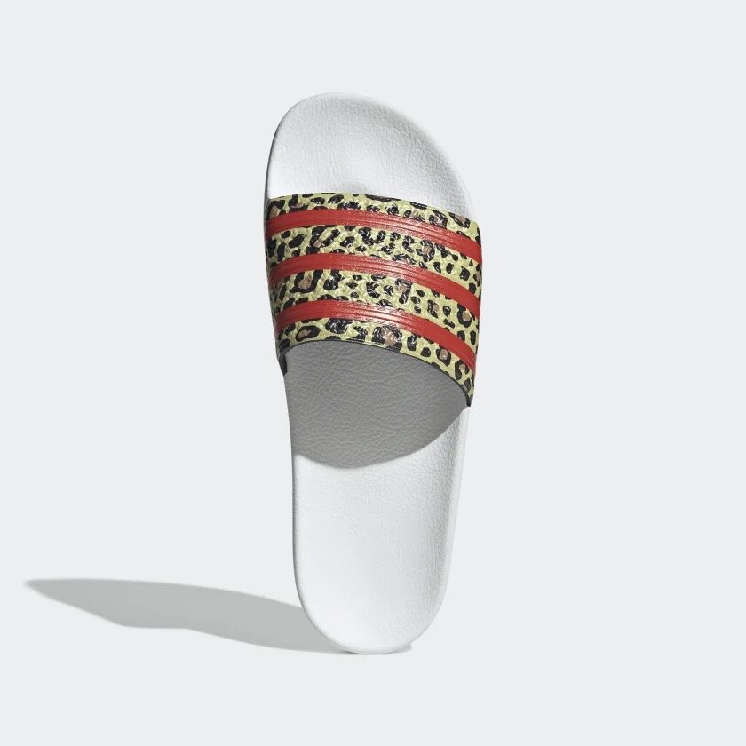 Adidas Adilette Slides in White/Leopard — Major