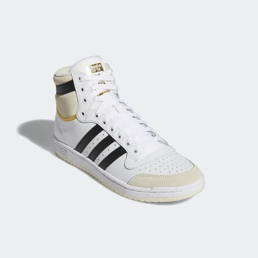 Adidas Top Ten in White/Black/Cream — MAJOR