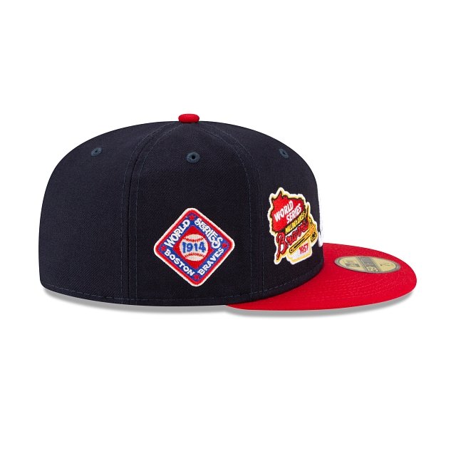 New Era Atlanta Braves World Champions 59FIFTY Fitted Cap in Navy/Red — Major