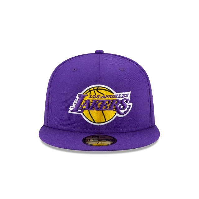 Los Angeles Lakers New Era 59FIFTY Fitted White Hat Light Blue Size 7 1/8