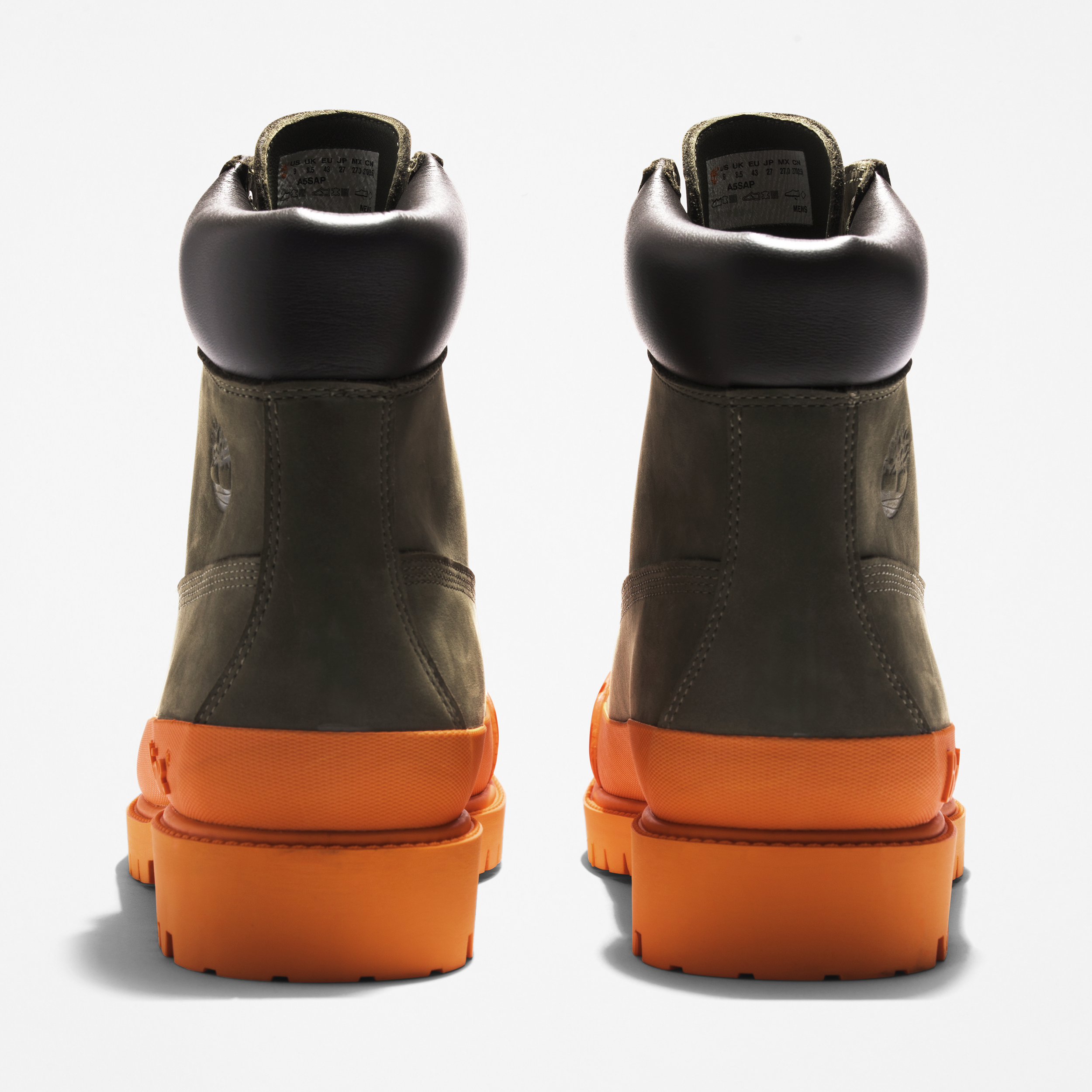 Rubber Toe Boots in Olive/Orange 