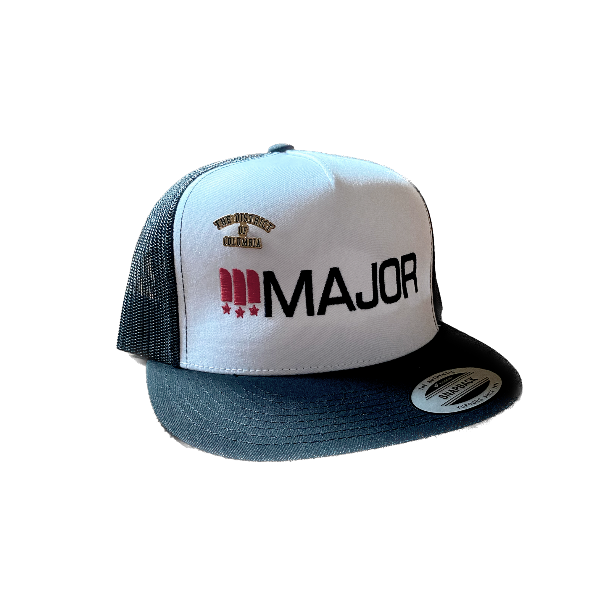 MAJOR Bar Logo Trucker Snapback in Black/White