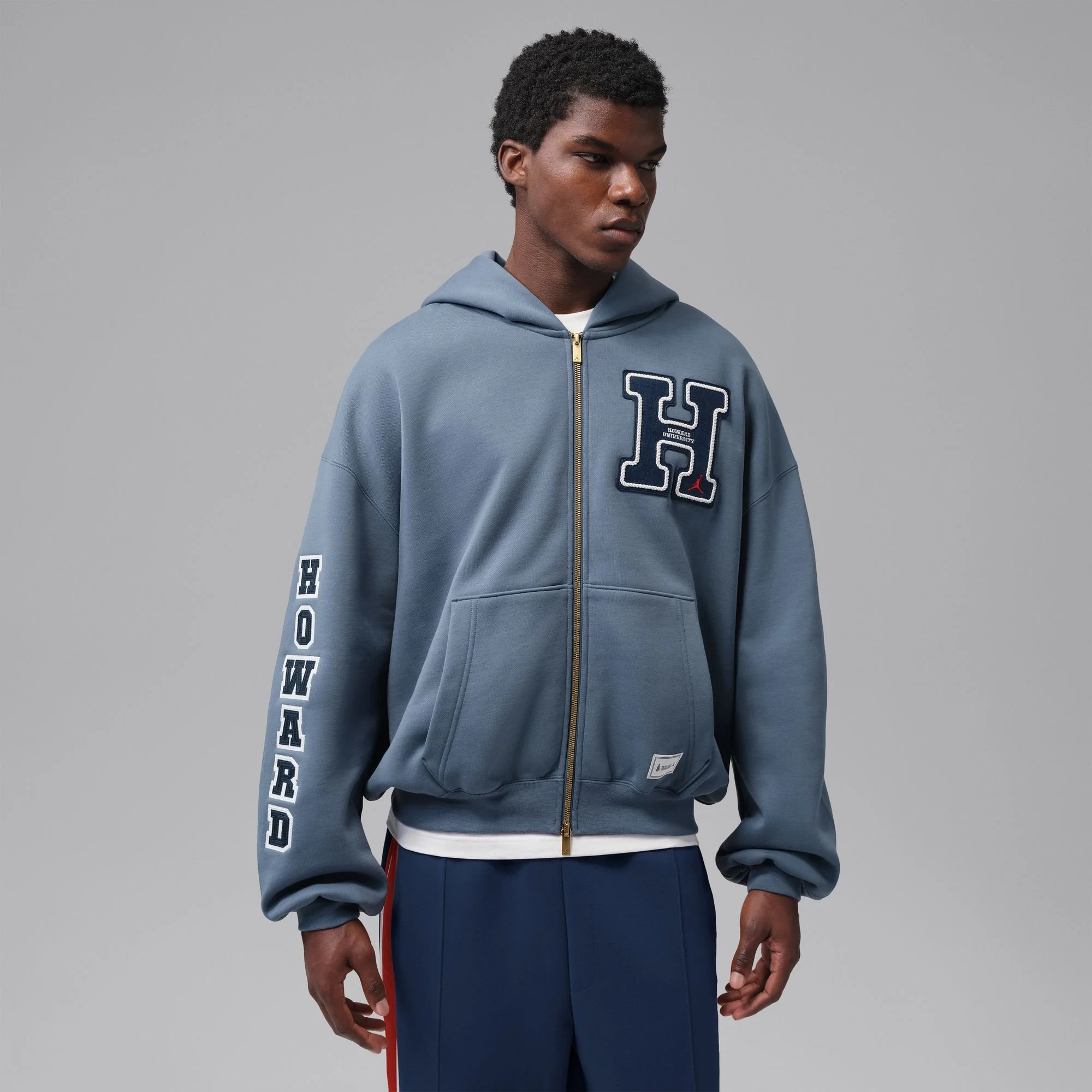 Jordan x Howard University Men's Flight Fleece Full Zip Hoody in College Navy