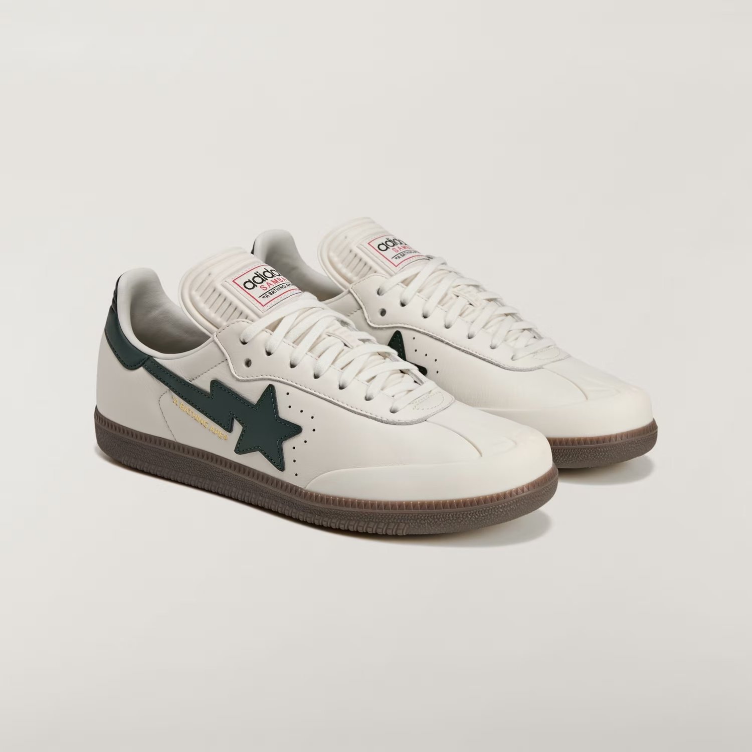 BAPE Adidas Samba Off White Shadow Green Gum Sneakers Size 10 Adidas Originals x BAPE Samba (Off White/Shadow Green/Gum  main image 2