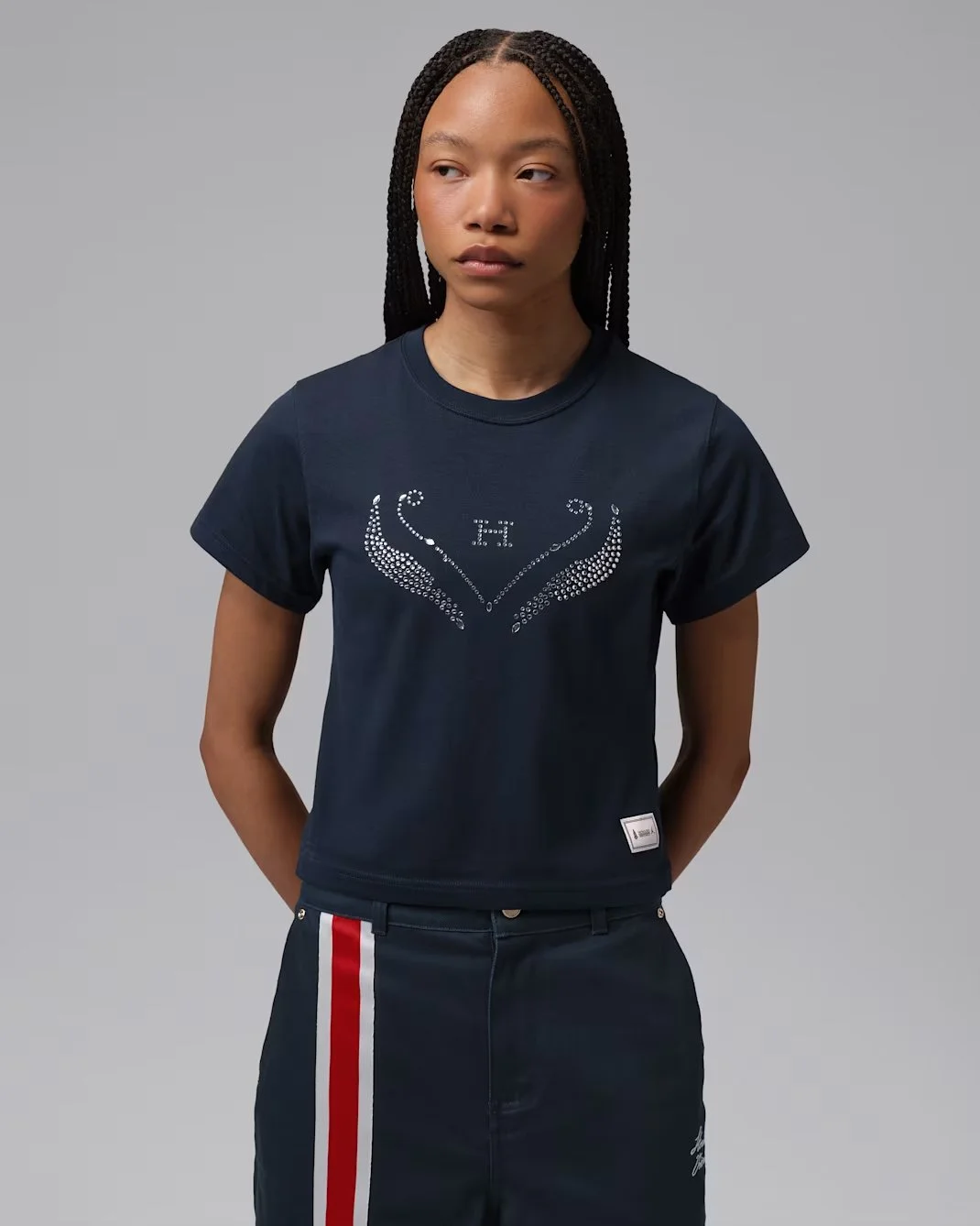 Jordan x Howard University Women's Rhinestone T-Shirt in Navy