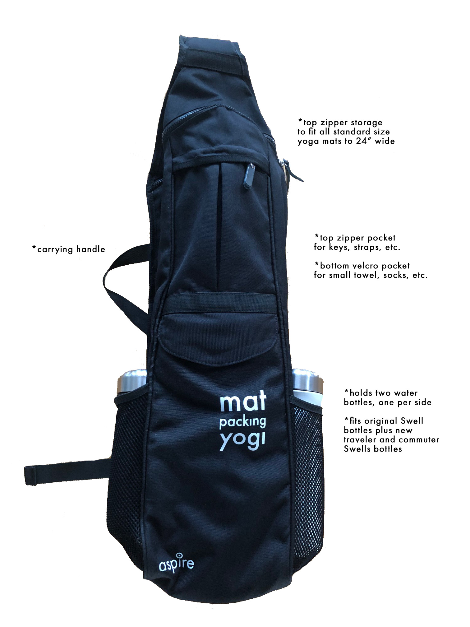 All In One Yoga Mat Bag w Pocket and Zipper 