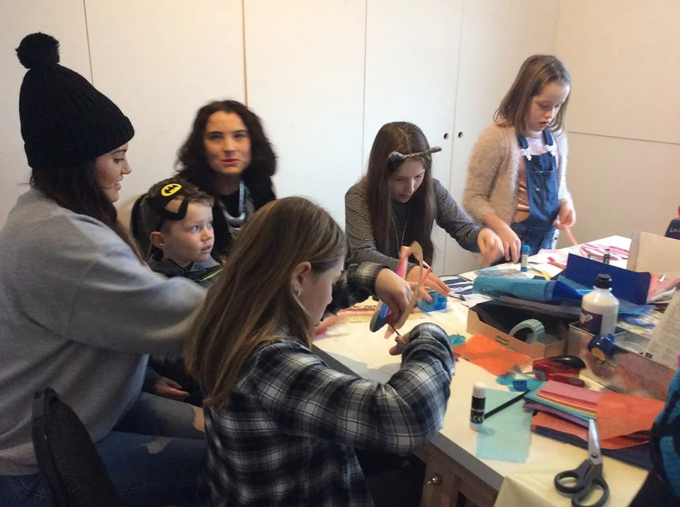 More youngsters enjoying crafting with their parents