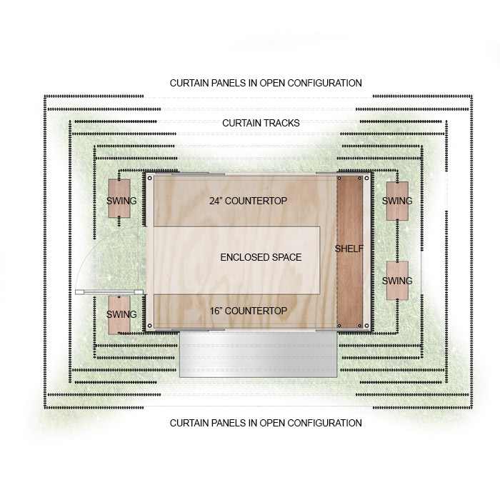 floor plan of open kiosk