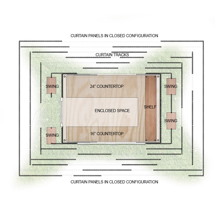 floor plan of kiosk closed