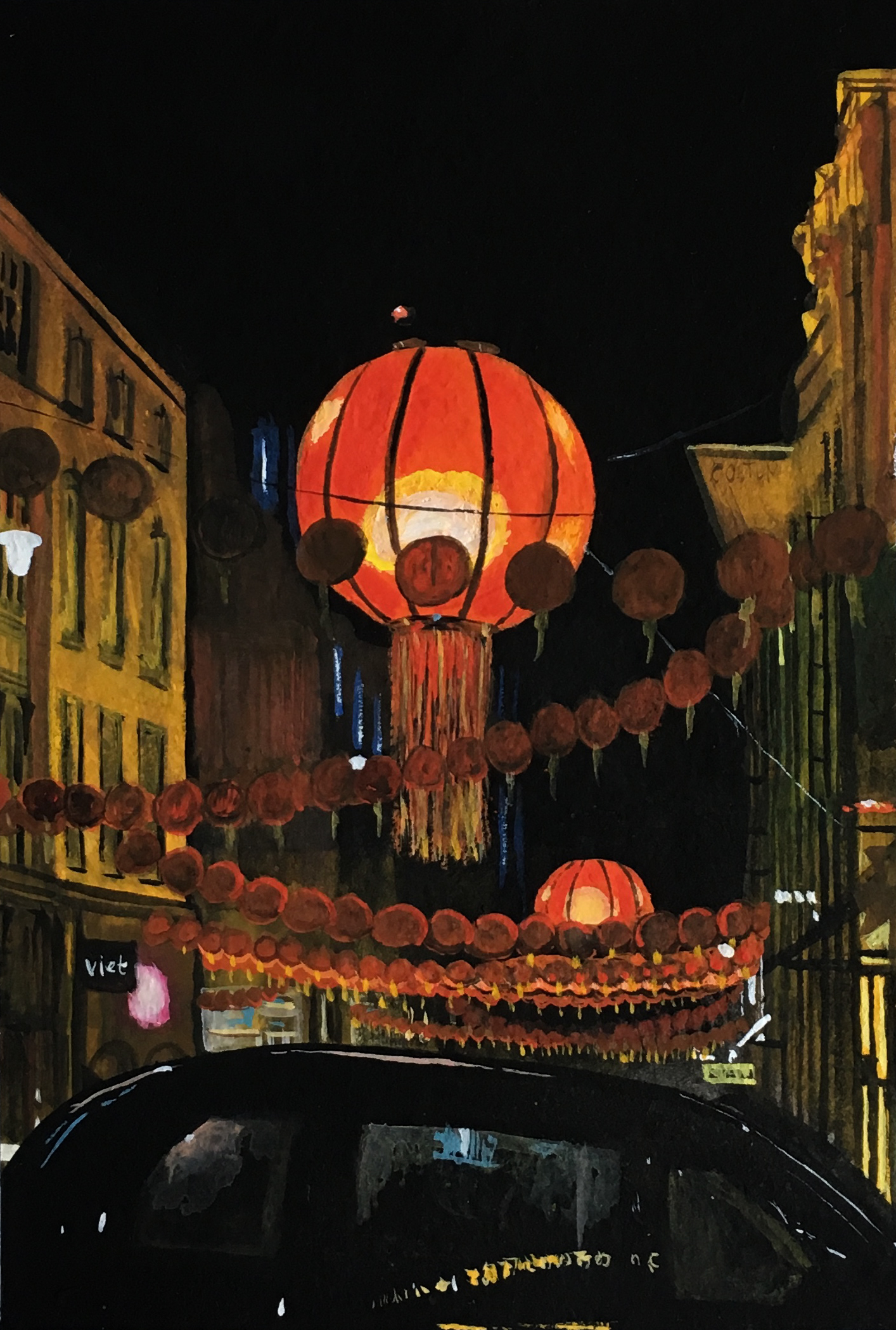 Chinatown – gouache on rag paper 10x14cm