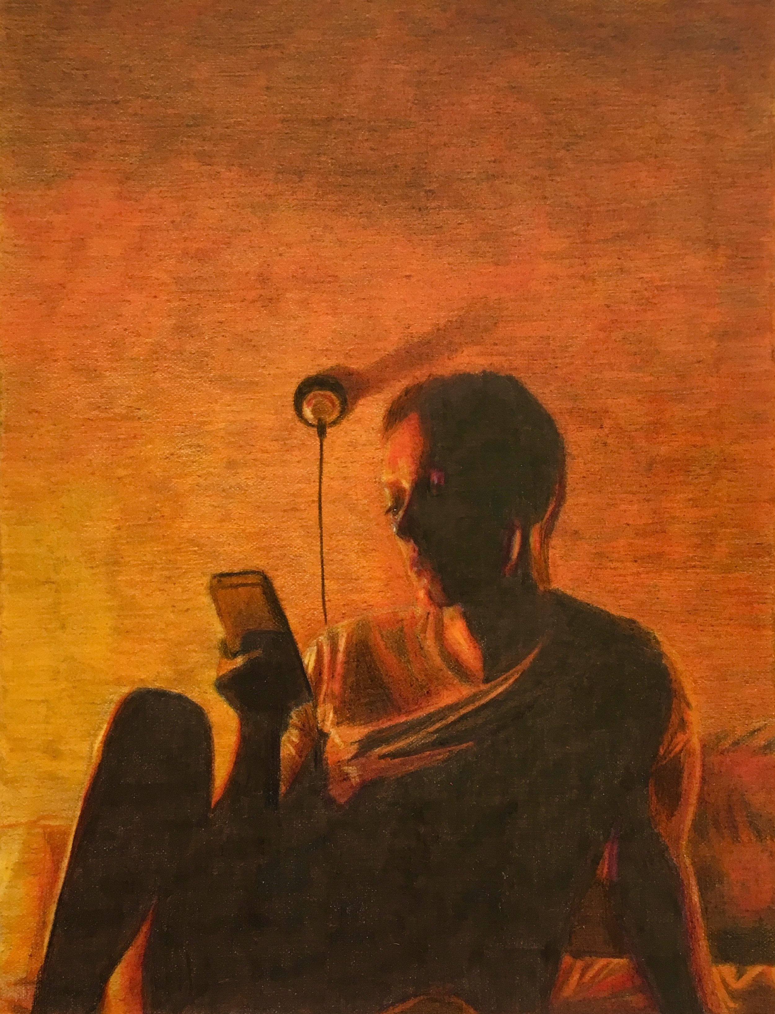 'Screen Time II' (coloured pencil on paper, 20x26cm)