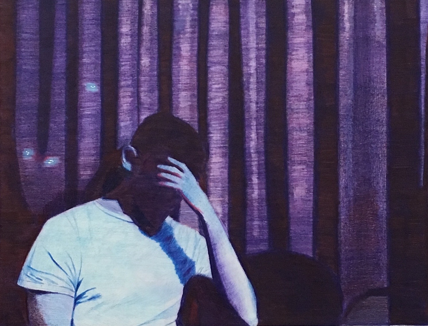 'Screentime IV' (coloured pencil on paper, 20x26cm)