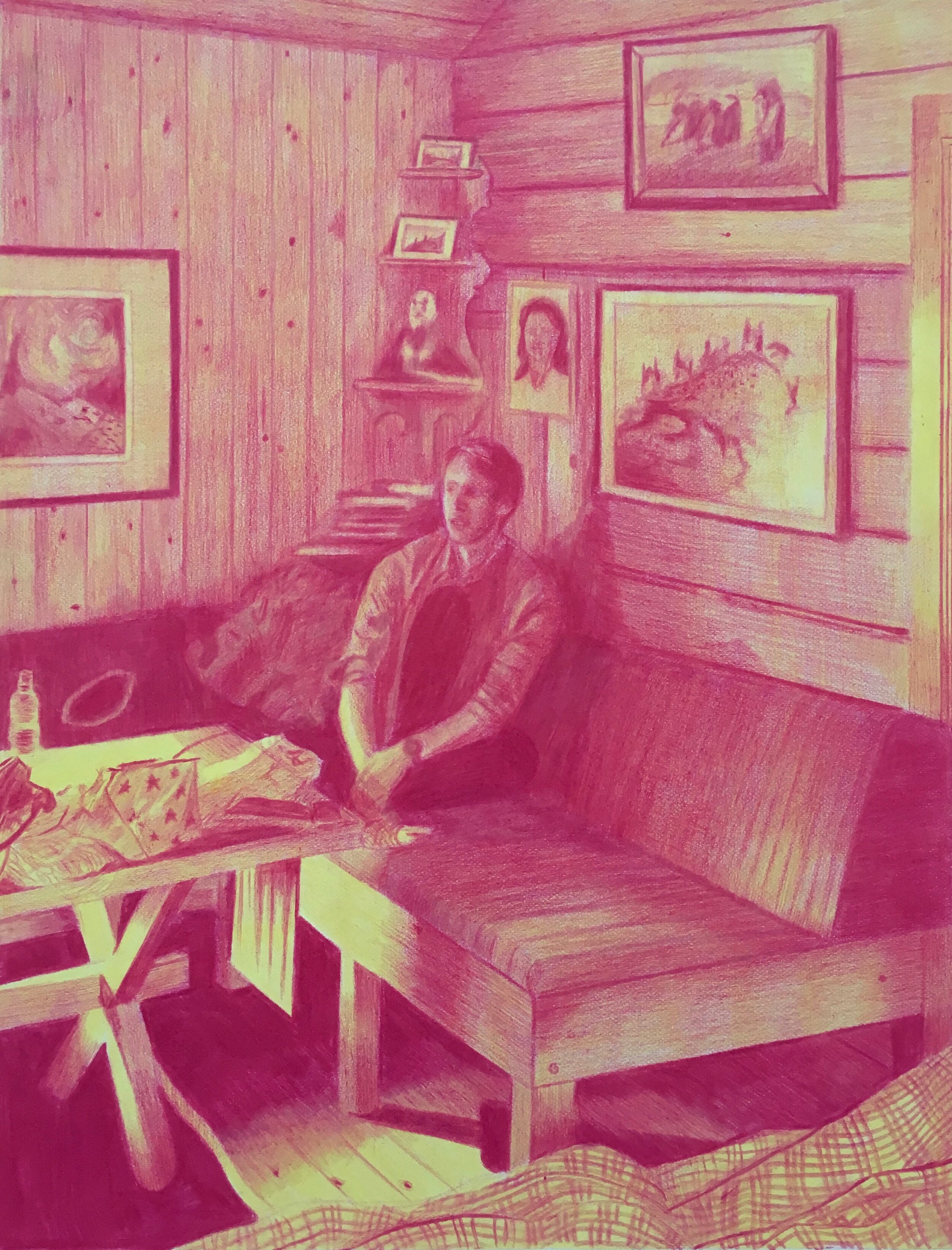 'Cabin' – coloured pencil on paper (20x26cm)