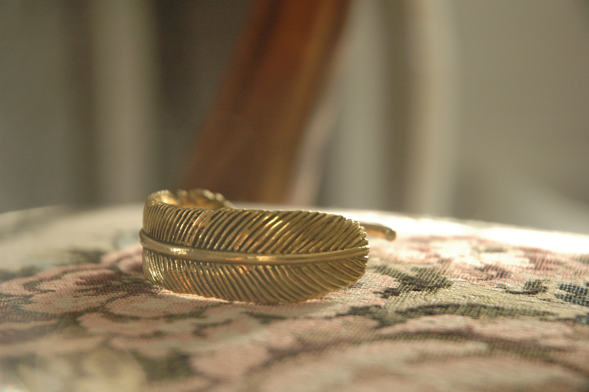 feather bracelet close up