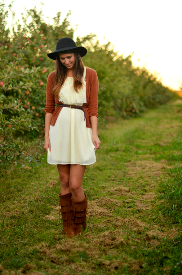 Fall Outfit: Fringe Boots with a Dress - 
