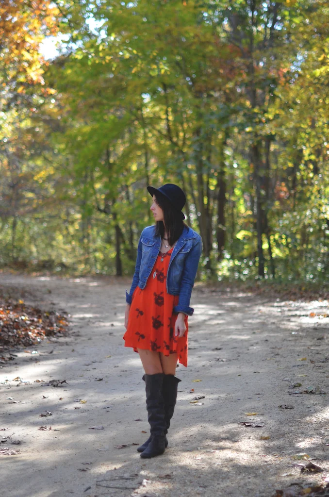 Fall Style Dress Boots Denim Jacket Hat