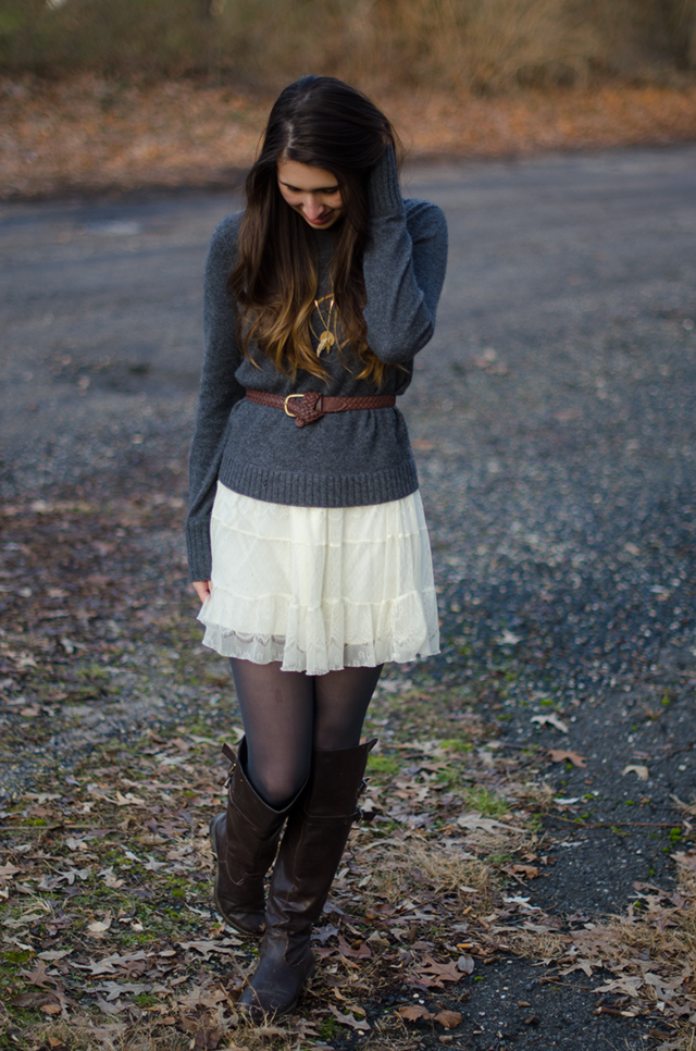 How to layer a Sweater over a Dress for fall