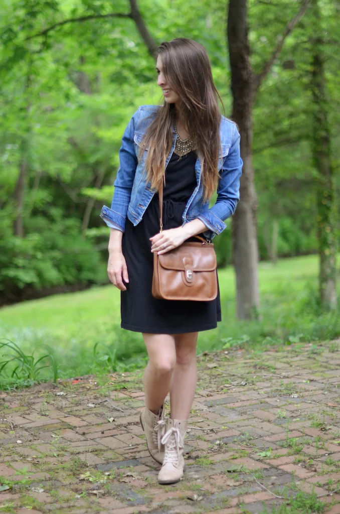 Black Dress Denim Jacket Styling