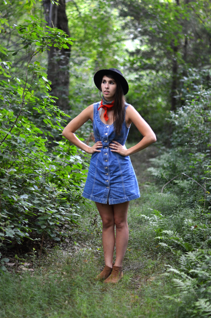 Fine and Feathered - Vintage Denim Dress