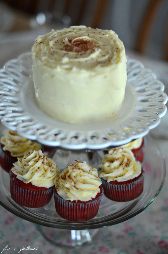 Fine and Feathered Red Velvet Mini Cake