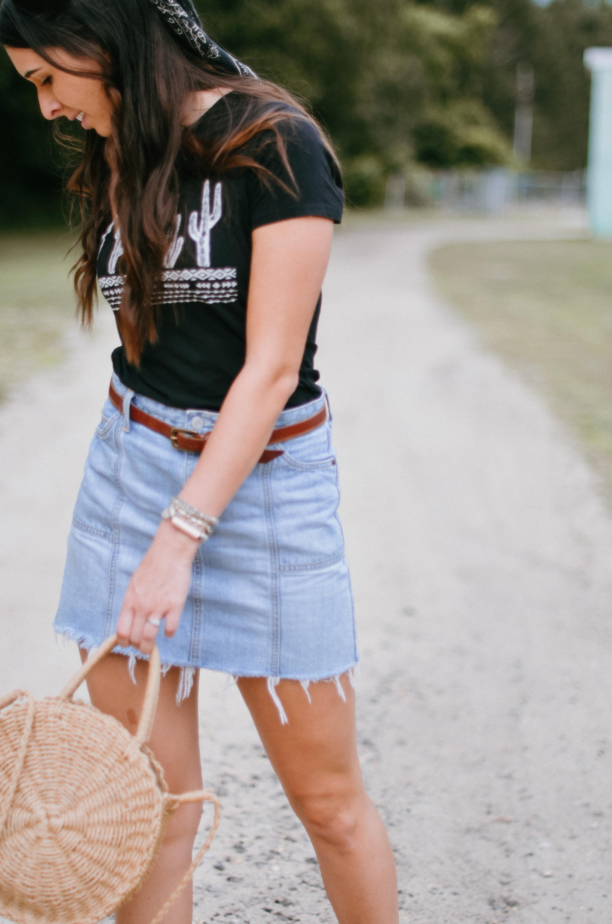 Fine and Feathered Summer Denim Skirt Styling