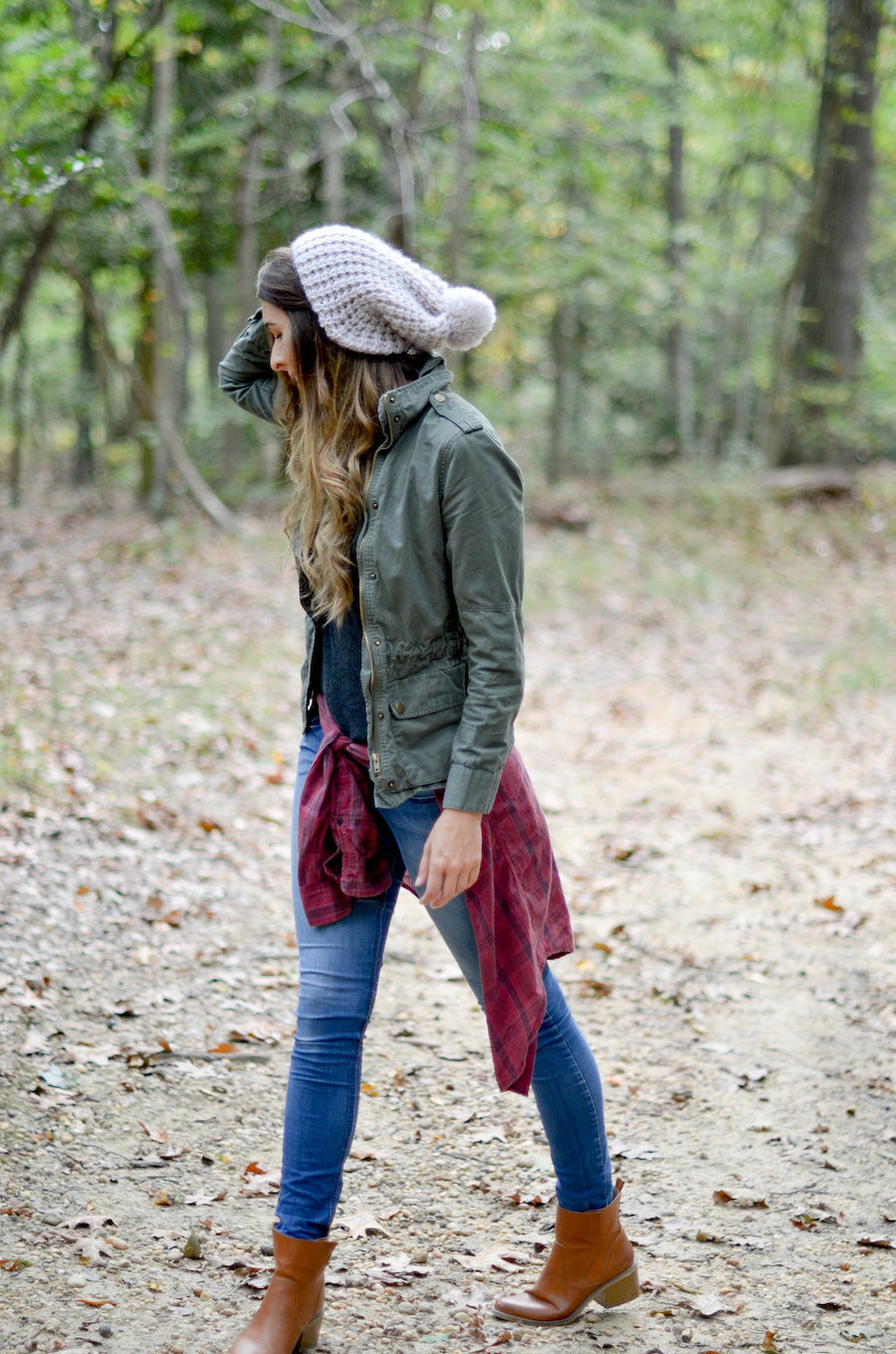 Girl in Fall Outfit in Woods