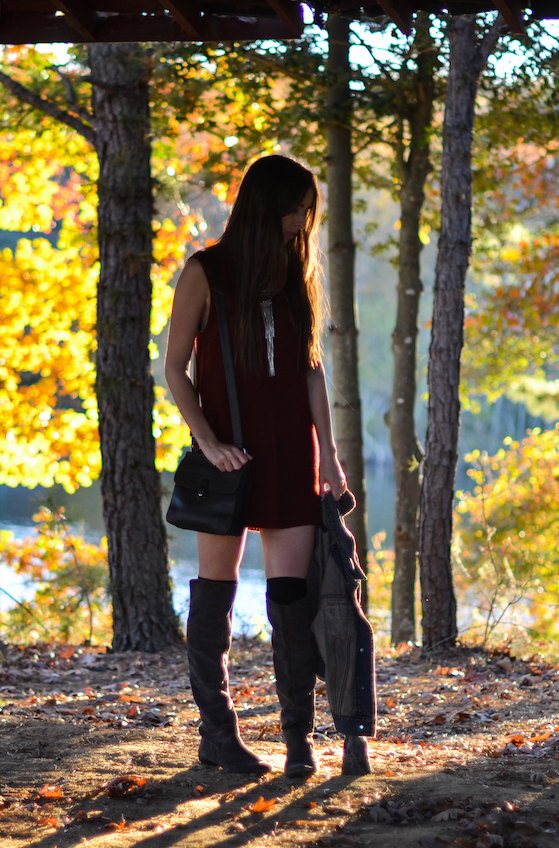 Fall Sweater Dress with Tall Boots