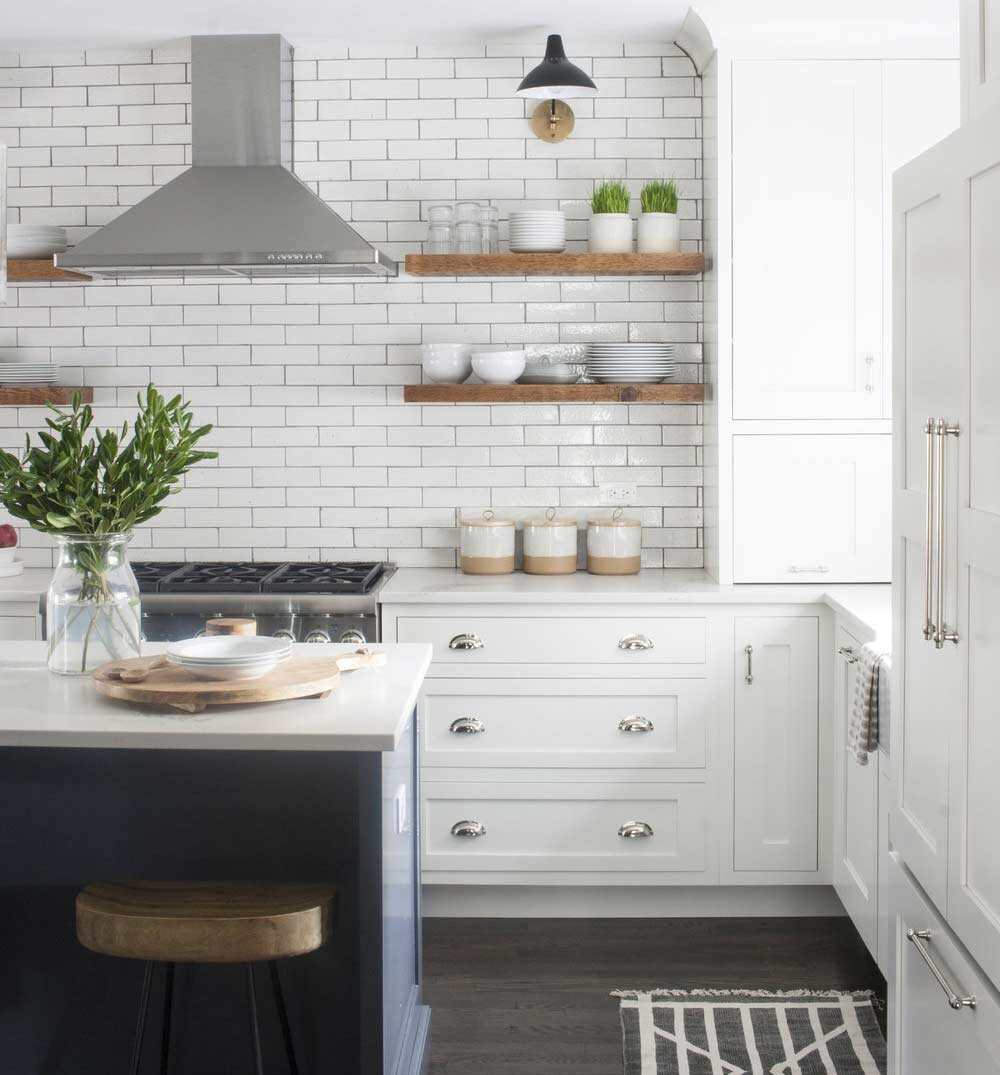 Kate Marker Interiors White Kitchen with Dark Floors