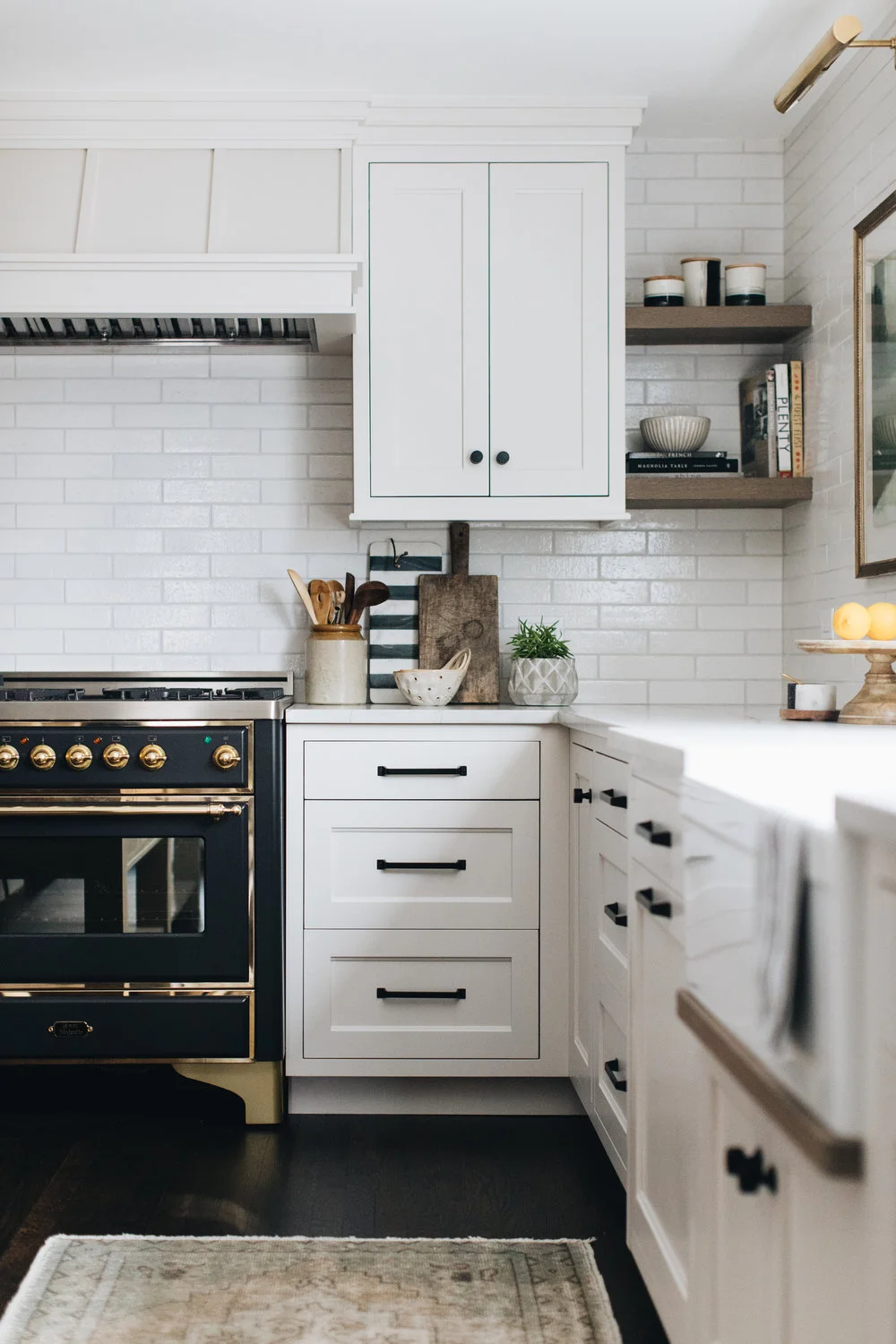 Inspiration for White Kitchen with Dark Floors