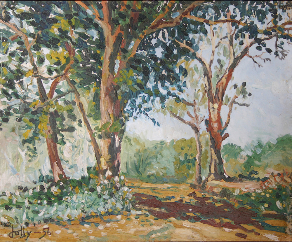 Landscape in Malacca, 1956, Oil on Board, 37cm x 45cm