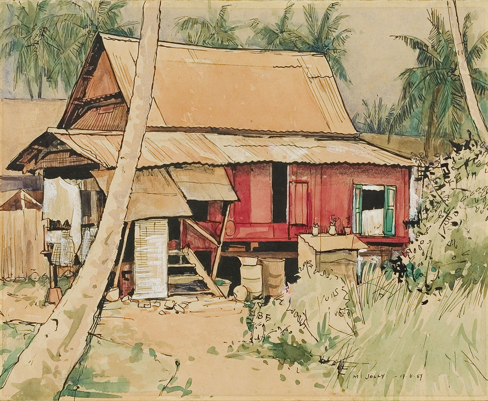 Red House, 1957, Ink & Watercolour on Paper, 27cm x 33cm, Collection of National Visual Arts Gallery, Malaysia