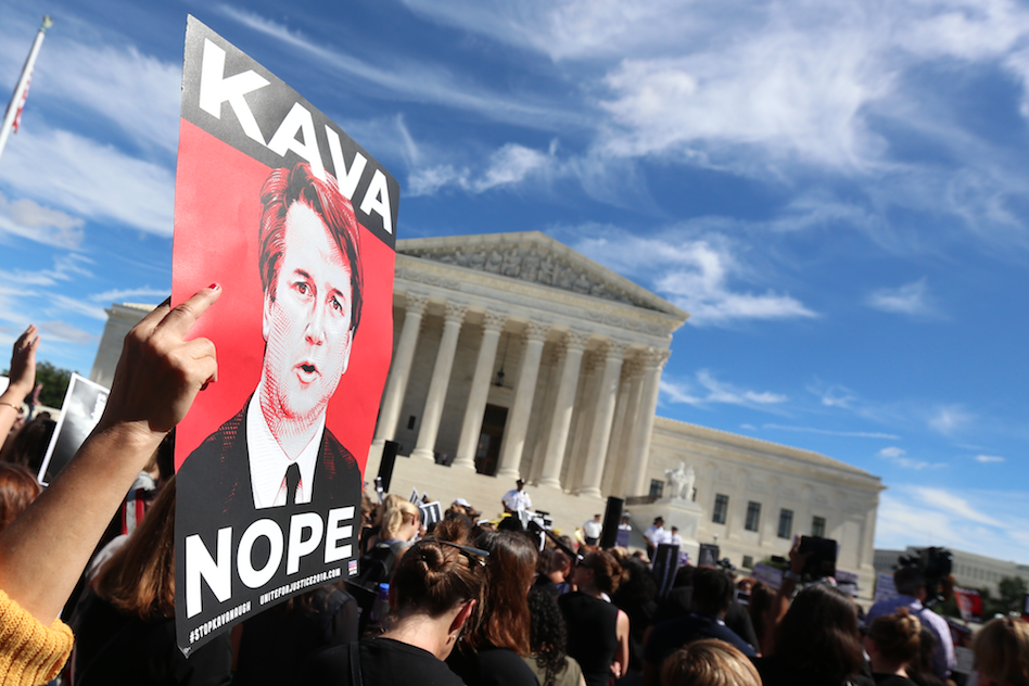  Protesters outside the Supreme Court during the confirmation of Justice Brett Kavanaugh.  