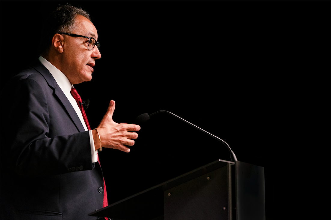  Hafez Ghanem, Vice President of the World Bank for Africa, speaks at the 2019 Spring Meetings. 