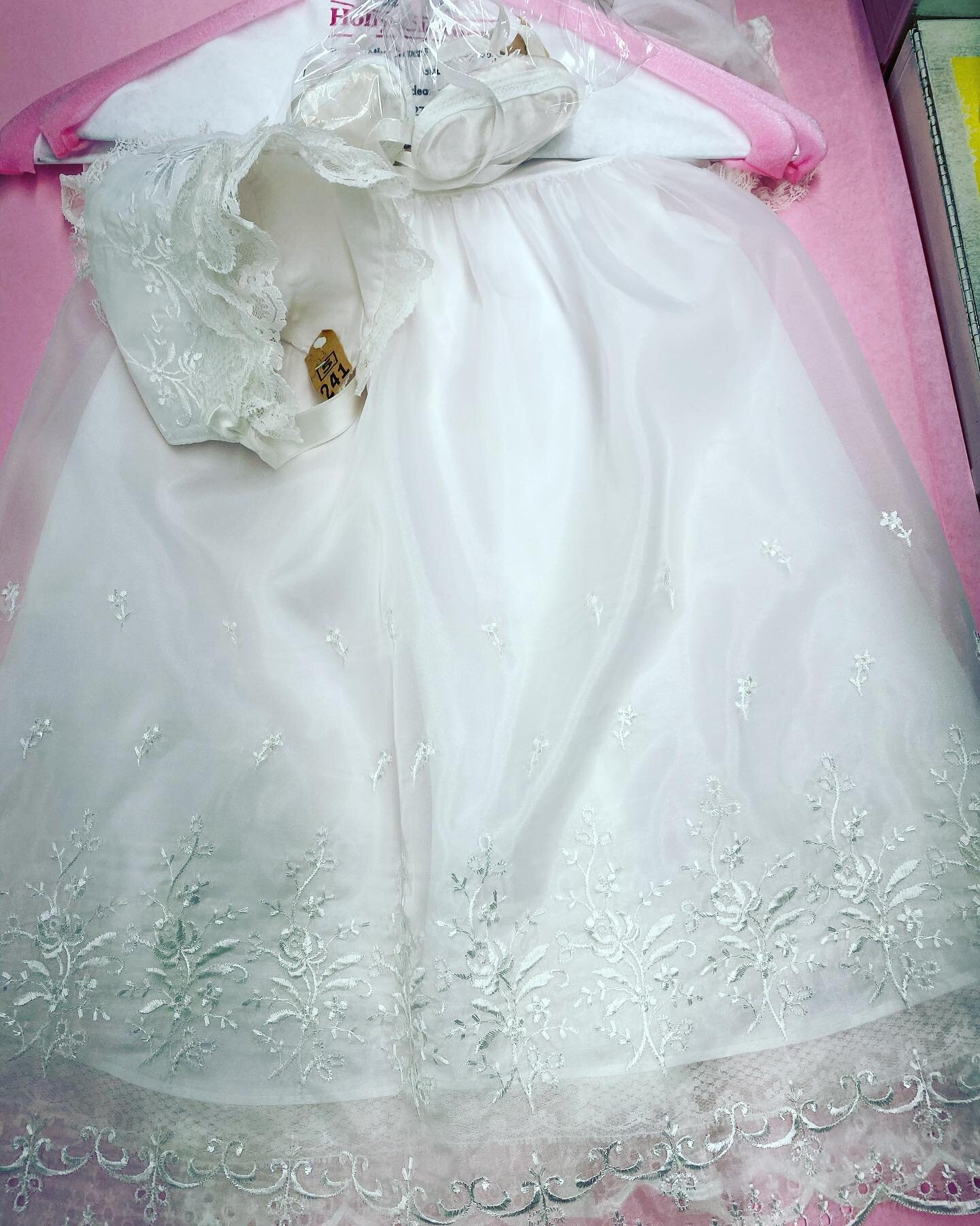 Cute story alert! A customer who is expecting her first child came to us hoping we could restore her own christening gown that had been worn over 35 years ago. We were more than pleased with the results! Swipe for the before!!! #bostonsbest #greencle