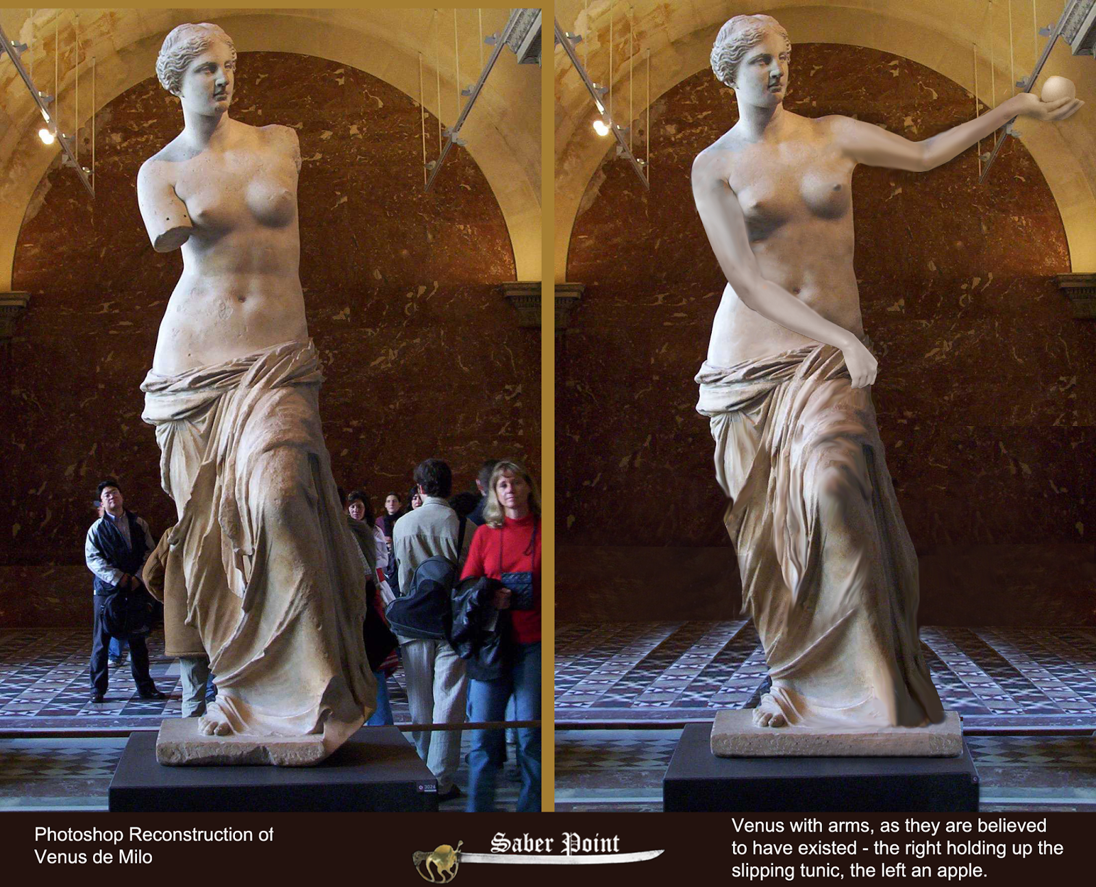 Photo from the internet for my next painting of me as the Venus de Milo. I bought black leotards at the thrift shop in Paris to make sleeves for my arms. I am going to have my hands floating in space, as if they found the hands, but not the arms for the sculpture. I might change the position of my left arm. I had a thought. I thought about making the front half of the torso in paper mache so I could wear it for the photograph. I'm not going to do it, but it was an interesting idea. In the meantime, I'm working on layer 20 of a painting of a peach that just won't end. I've also done a painting of 4 peaches from a photo I took, and it turned out fine. I don't know why it's easy sometimes, and hard other times. I think I'm still working on it because I can't start the other painting anyway, otherwise it would still be sitting there tempting me to paint over it and start from scratch. 