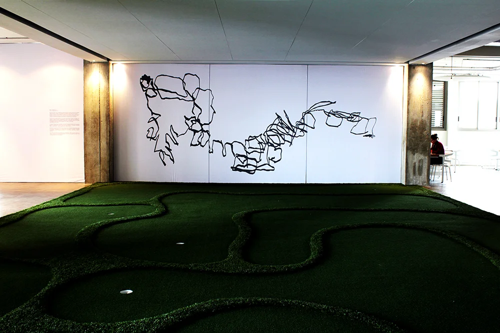 Stair to Imagined City , Printed illustration on cloth, OPEN, Maboneng, Johannesburg, 2012.