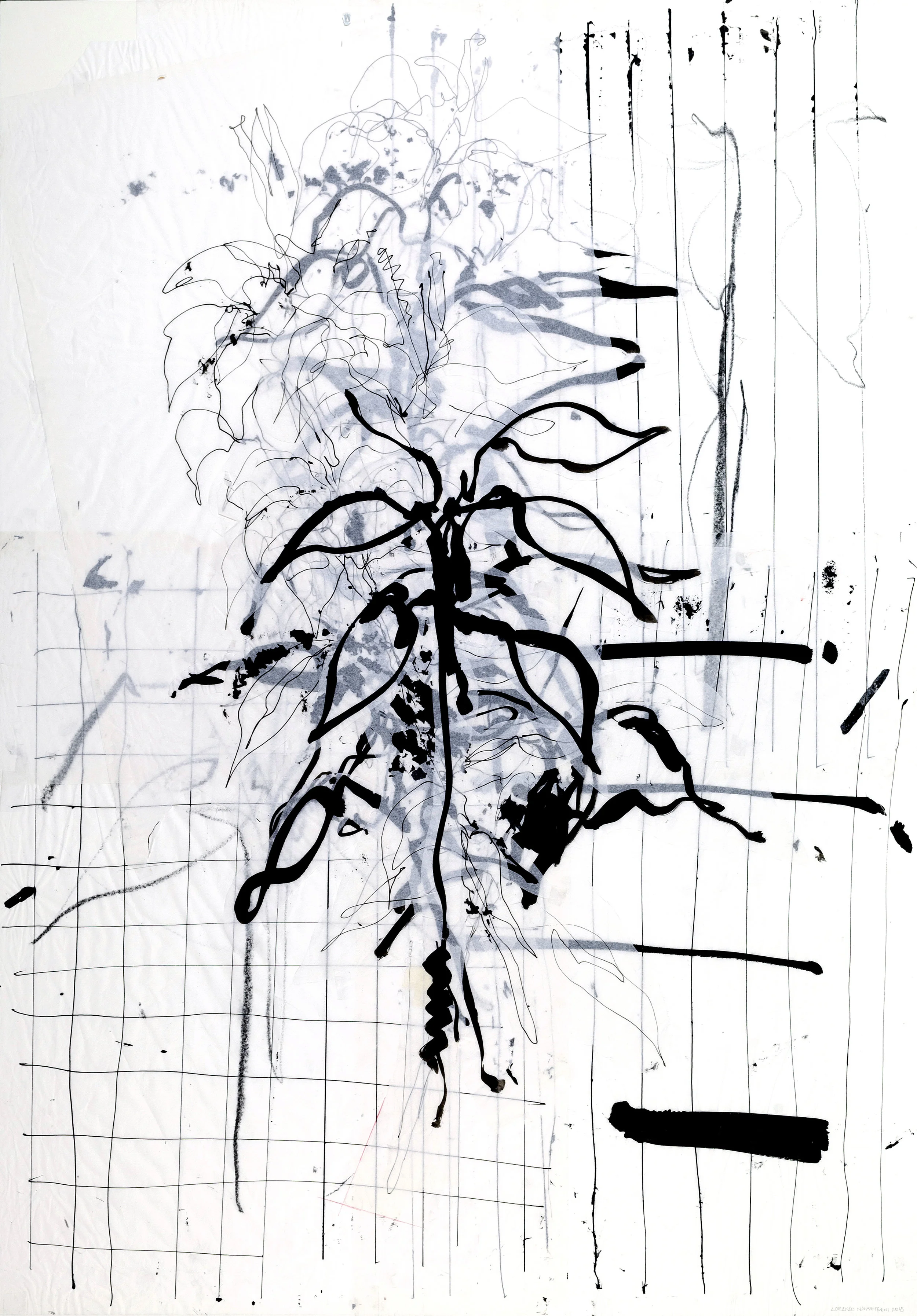 Softness on metal, Acrylic ink on tissue paper, 70 cm x 100 cm, 2018