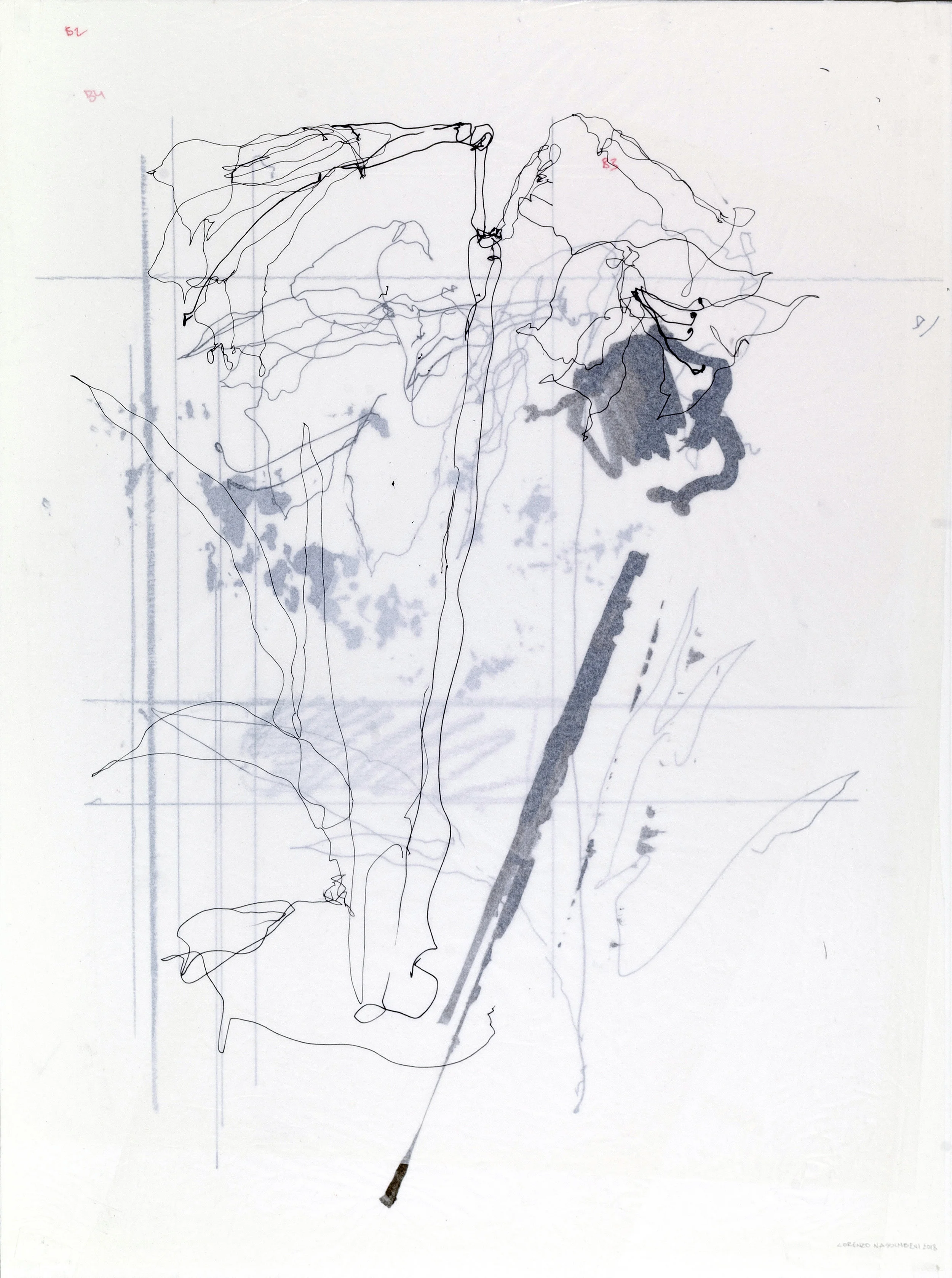 Near clarity, Acrylic ink, pencil and graphite on tissue paper, 42 cm x 60 cm,2018