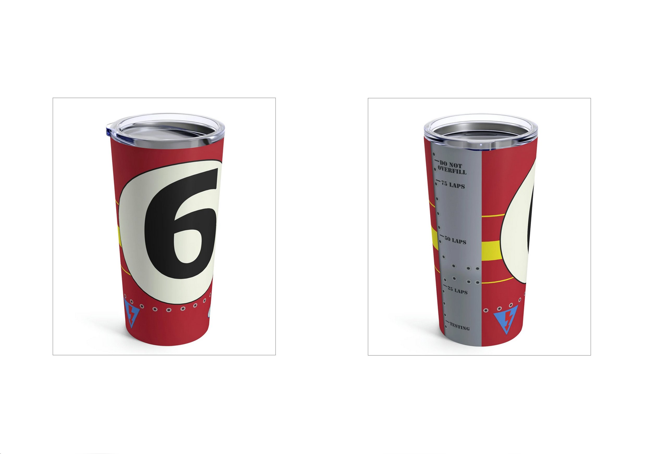 Metal Travel Mug: Race Car Fuel Tank No6