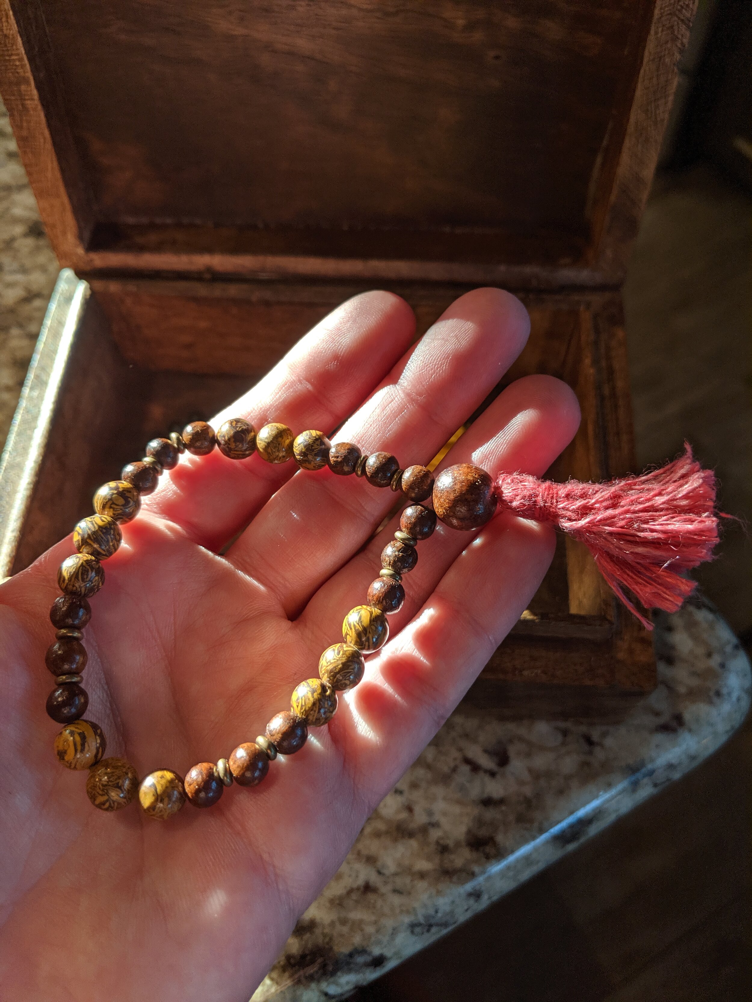 5 Elements Natural Wooden Mala by Backpack Buddha | Mala Prayer Beads