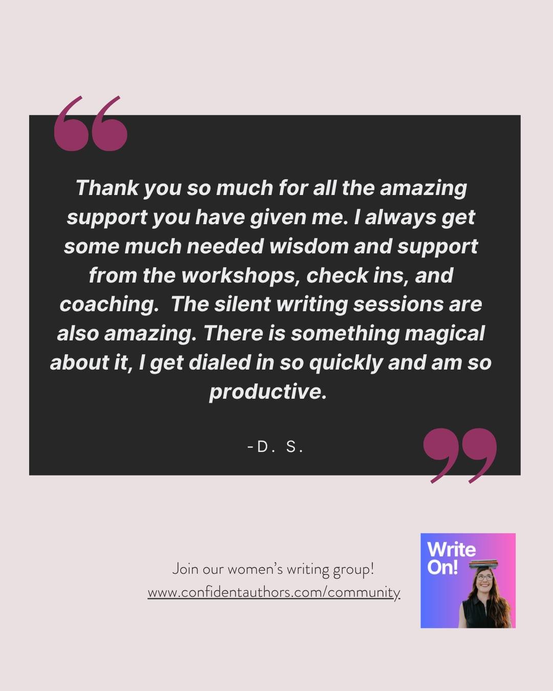 The experience of writing a book shifts drastically when you're surrounded by support instead of going it alone. 😊✍️👯&zwj;♀️💃

What I love most about the women's writing group I lead is seeing writers light up about their work.

Watching them trus