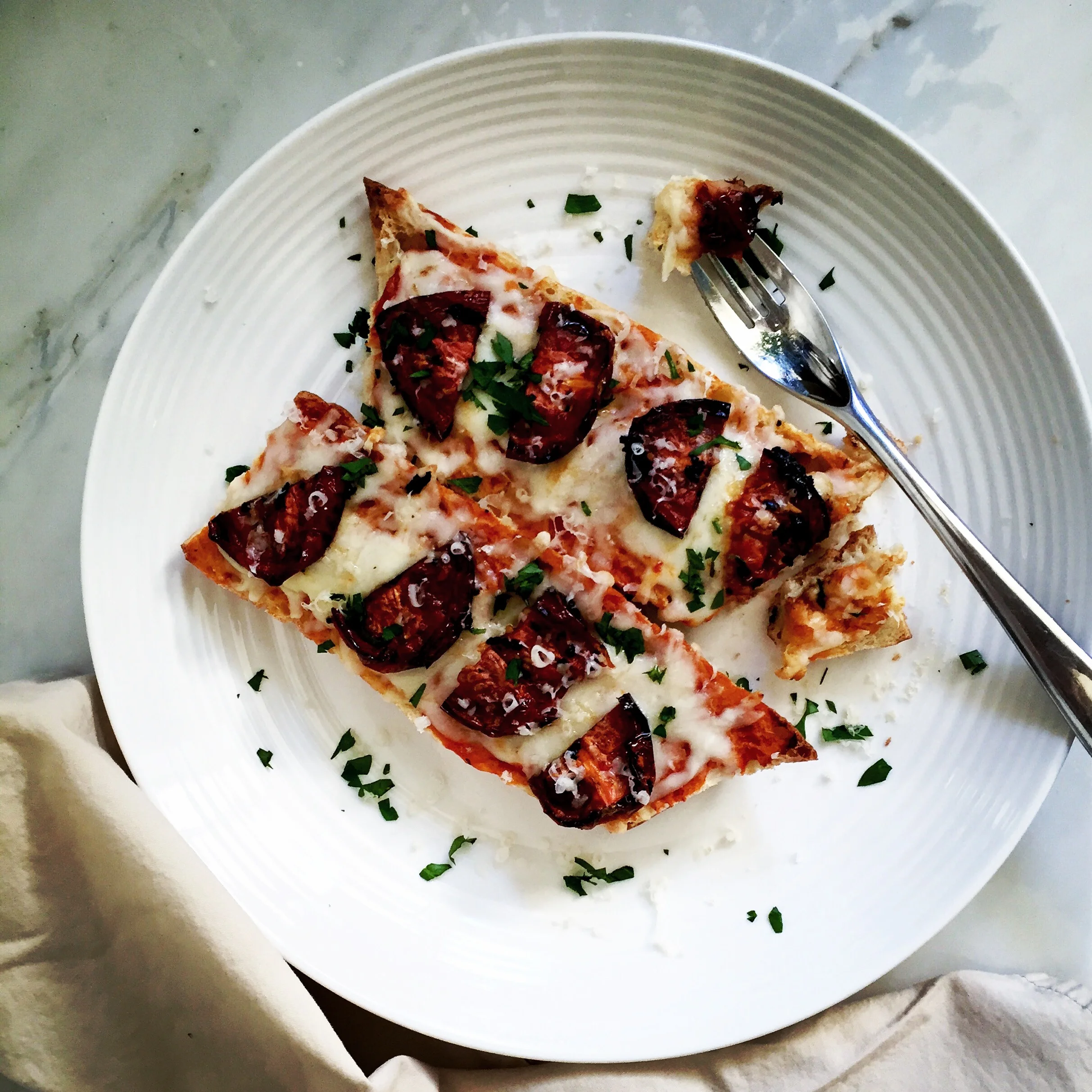 French Bread Pizza with Slow Roasted Tomatoes