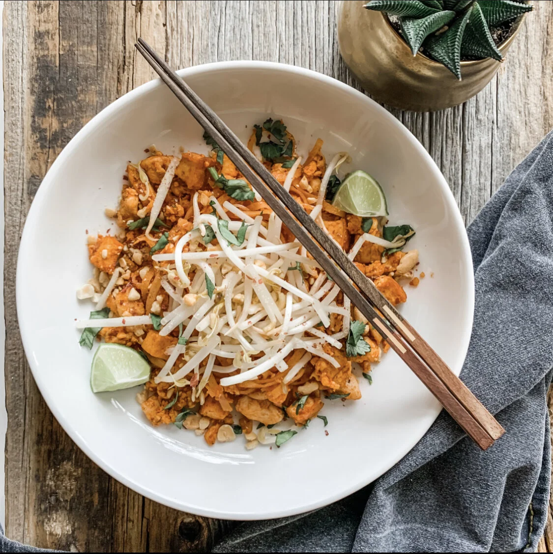 Chicken, Tofu and Egg Thai Noodles (Pad Thai)