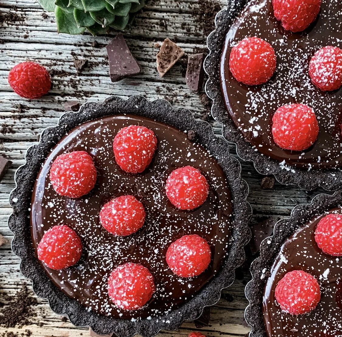 raspberry chocolate ganache tarts