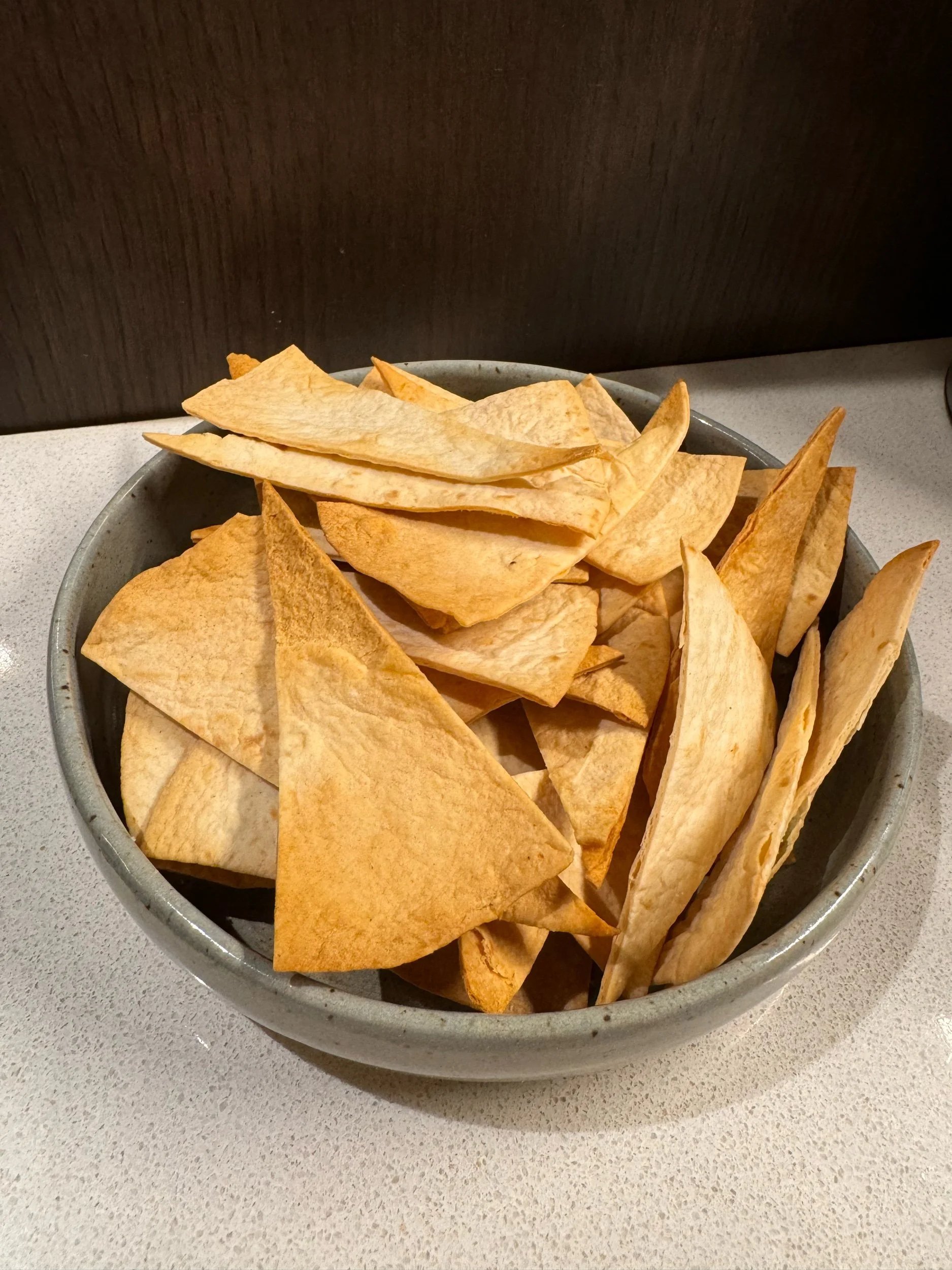 Air-fried tortilla chips