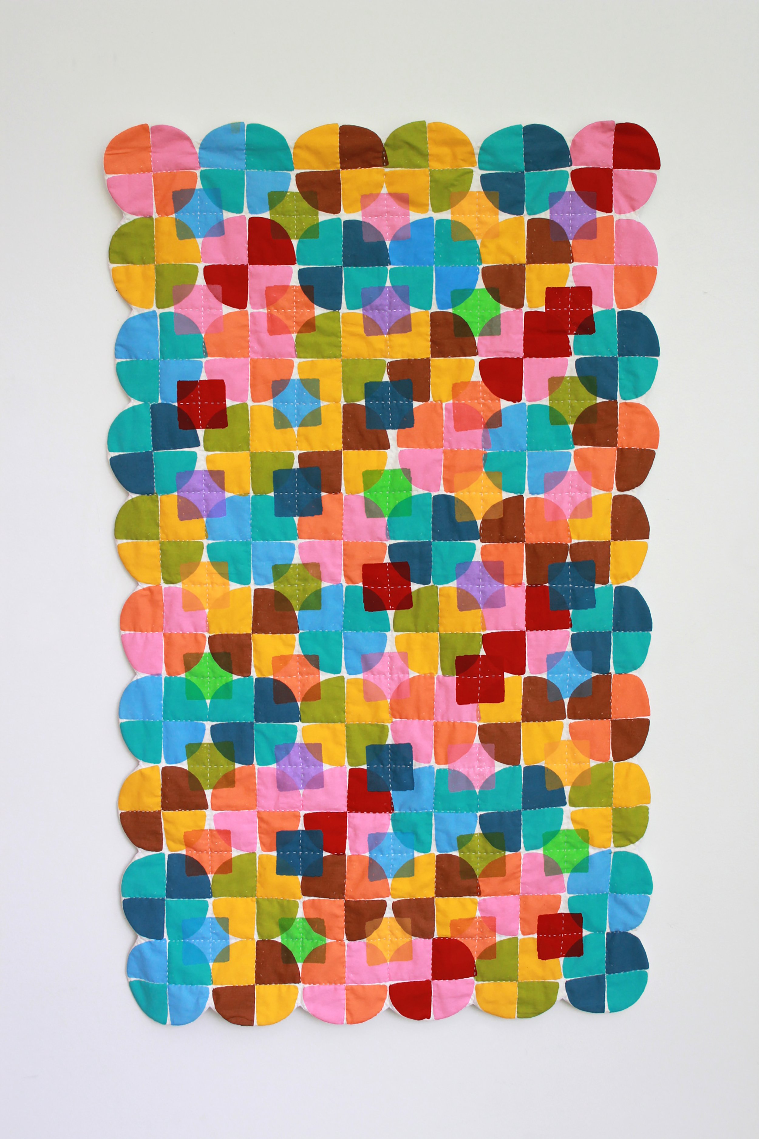  “Pivot Repeat”, 43” x 26.5”, screen-print, cotton fabric, cotton batting, sashiko thread, 2021-2022   