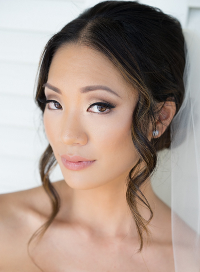 Asian Bridal Bpdo hairstyle and Makeup with Smokey Eye and Eyelash Extensions. Wedding Hair and Beauty by Vanity Belle in Orange County (Costa Mesa) and San Diego (La Jolla) 