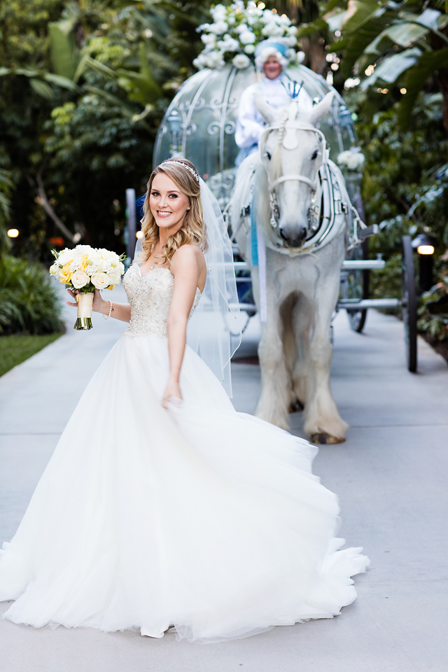 Fairy Tale Wedding Photography with Bride and Cinderella Carriage. Bridal Hair and Makeup by Vanity Belle in Orange County (Costa Mesa) and San Diego (La Jolla) 